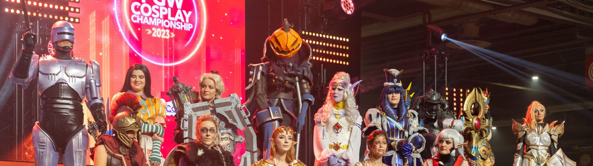 Banner photo of a group of cosplayers at Paris Games Week 2023