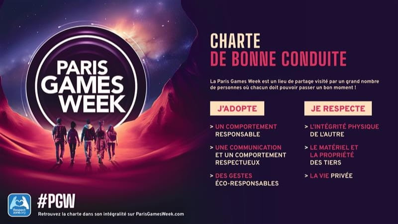 Infographie charte de bonne conduite de Paris Games Week 2024